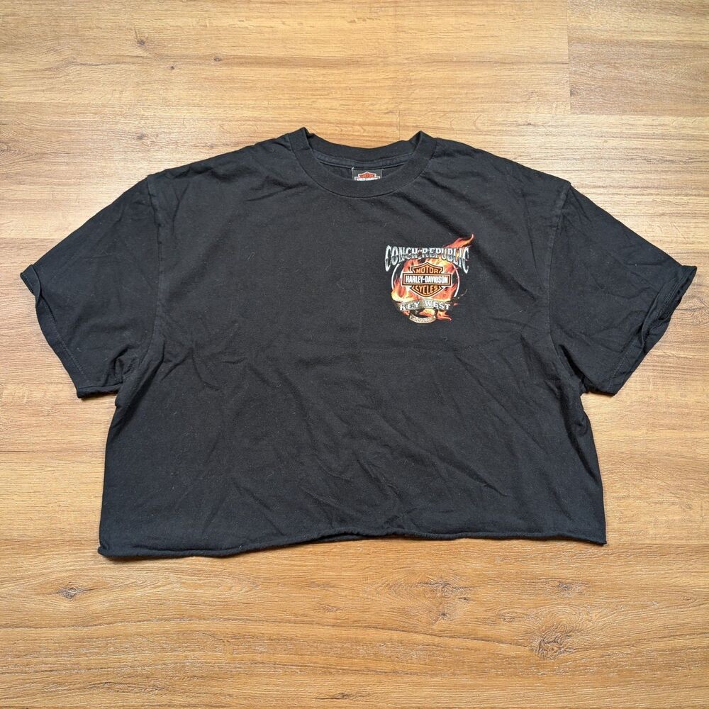 Harley-Davidson Shirt Crop Top Women 2XL Black Key West Florida Conch Republic